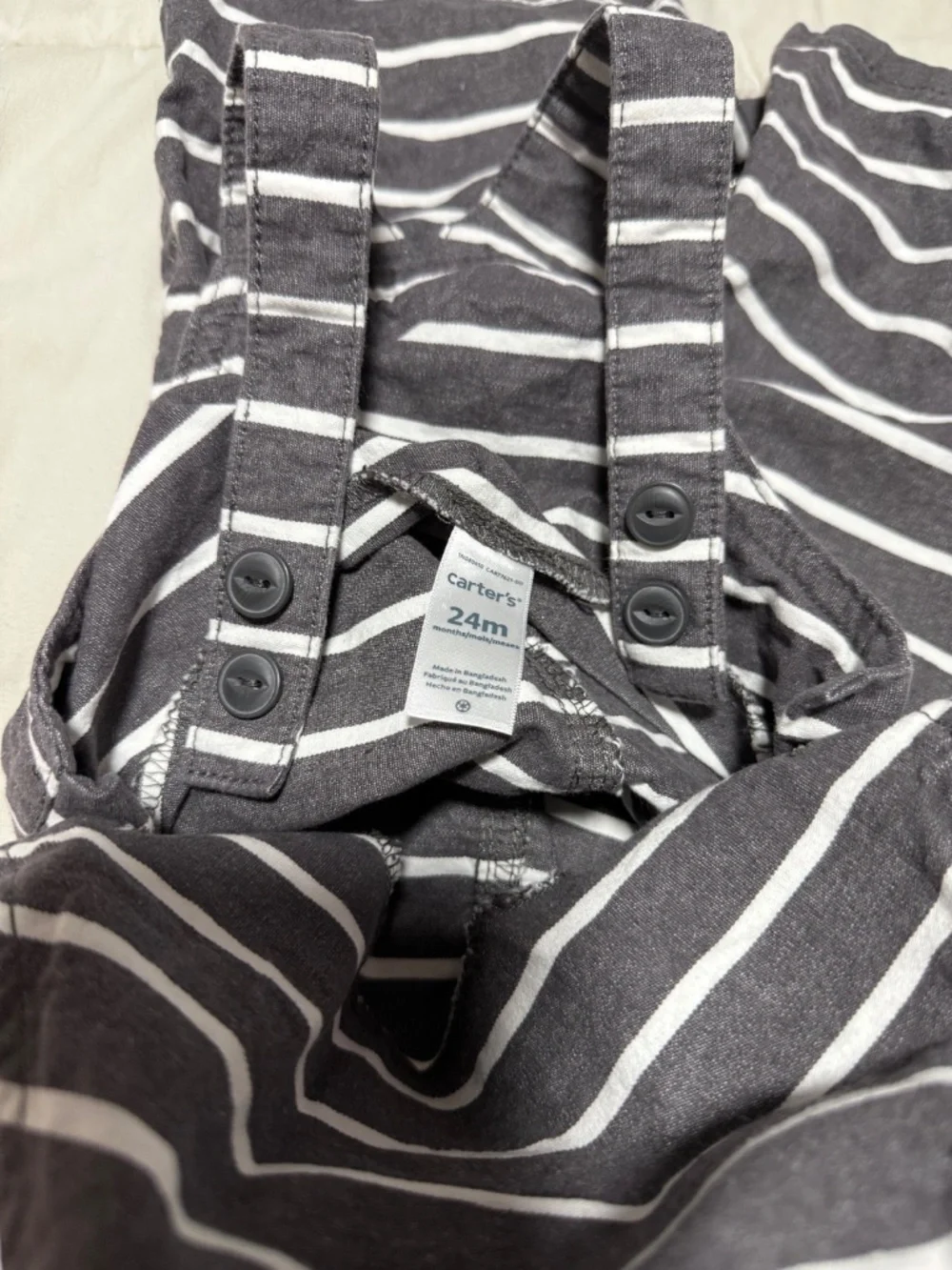 Carter's 24 Months 2-Piece Overalls & Tee Set Striped Alligator Cotton